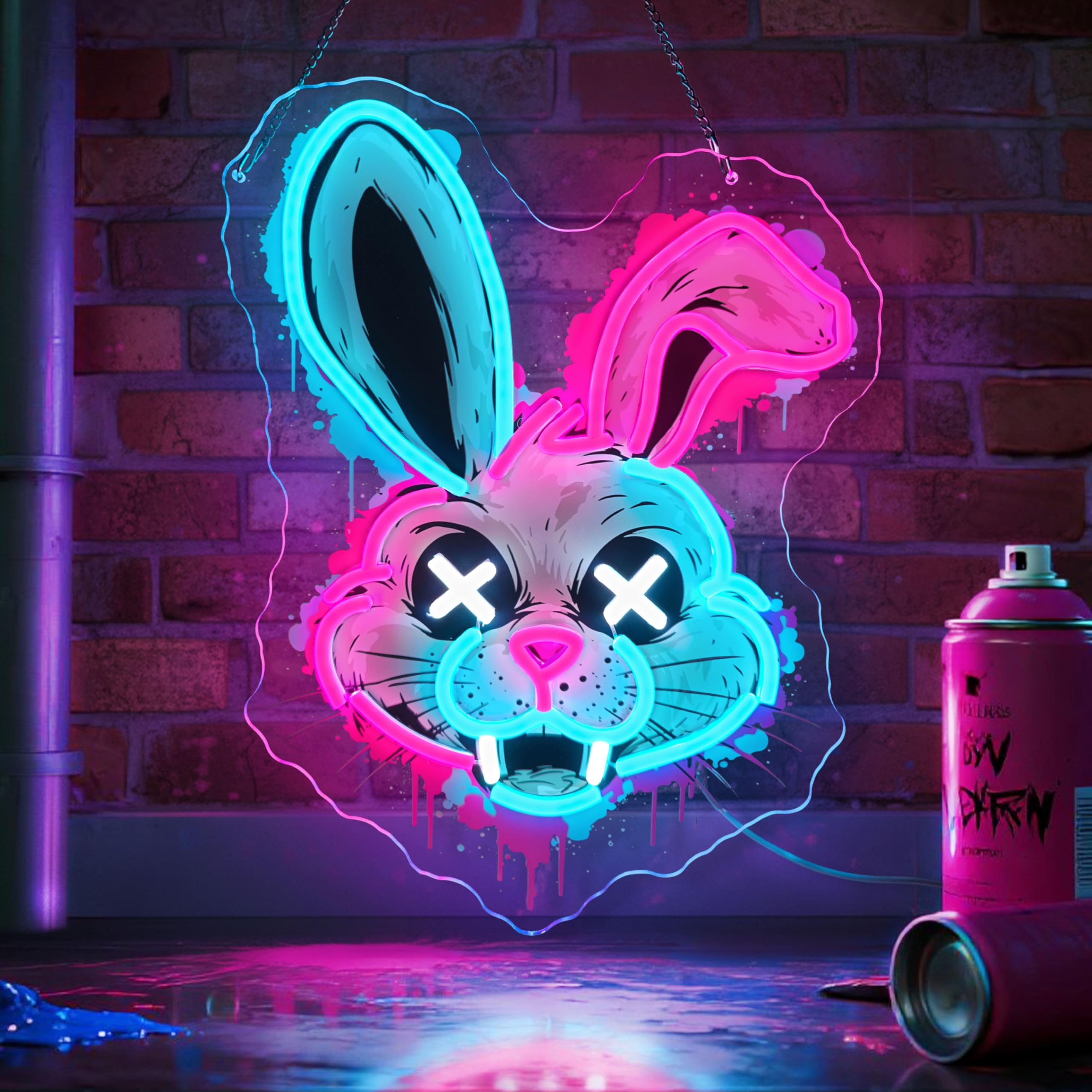Cyberpunk - Panneau néon pour décoration - Cyberpunk - Lumière néon UV LED - Fonctionnement USB - Avec interrupteur à intensité variable - Pour salle de jeu, chambre à coucher, salon