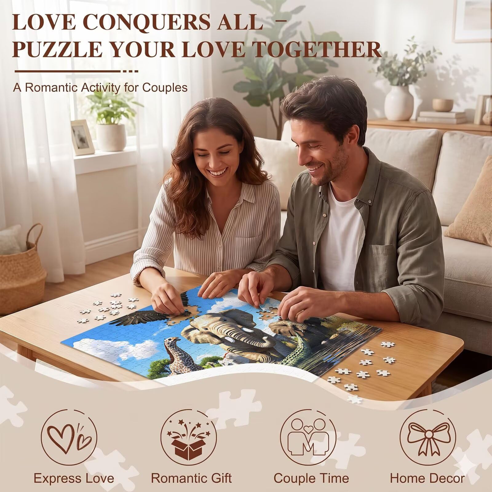 Puzzle 5000 Teile, Holzpuzzle Erwachsene 156 x 105 cm, Kniffliges Denksport Spiel, Großer Puzzlespaß für anspruchsvolle Liebhaber, Familienspiel, Puzzles für Dekor und Geschenk Karikatur Tier f0-535