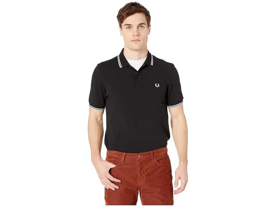 

Fred Perry Twin Tipped Shirt (Black/Pale Blue) Men's Short Sleeve Knit