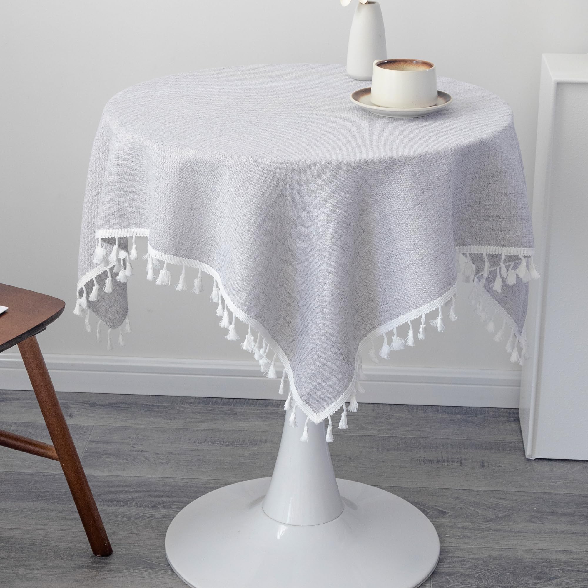 YZKITM Linen Small Square Farmhouse Tablecloth 36 x 36 Inch Light Grey