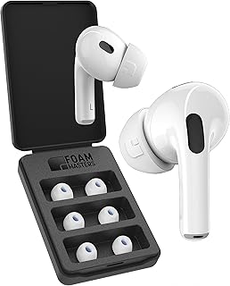Foam Masters Memory Foam Ear Tips for AirPods Pro 1st & 2nd Gen | 3 Pairs | New Version 4.0 - Black Magic | Comfortable | Secure | Better Noise Cancellation | Replacement Buds (Assorted S/M/L, White)