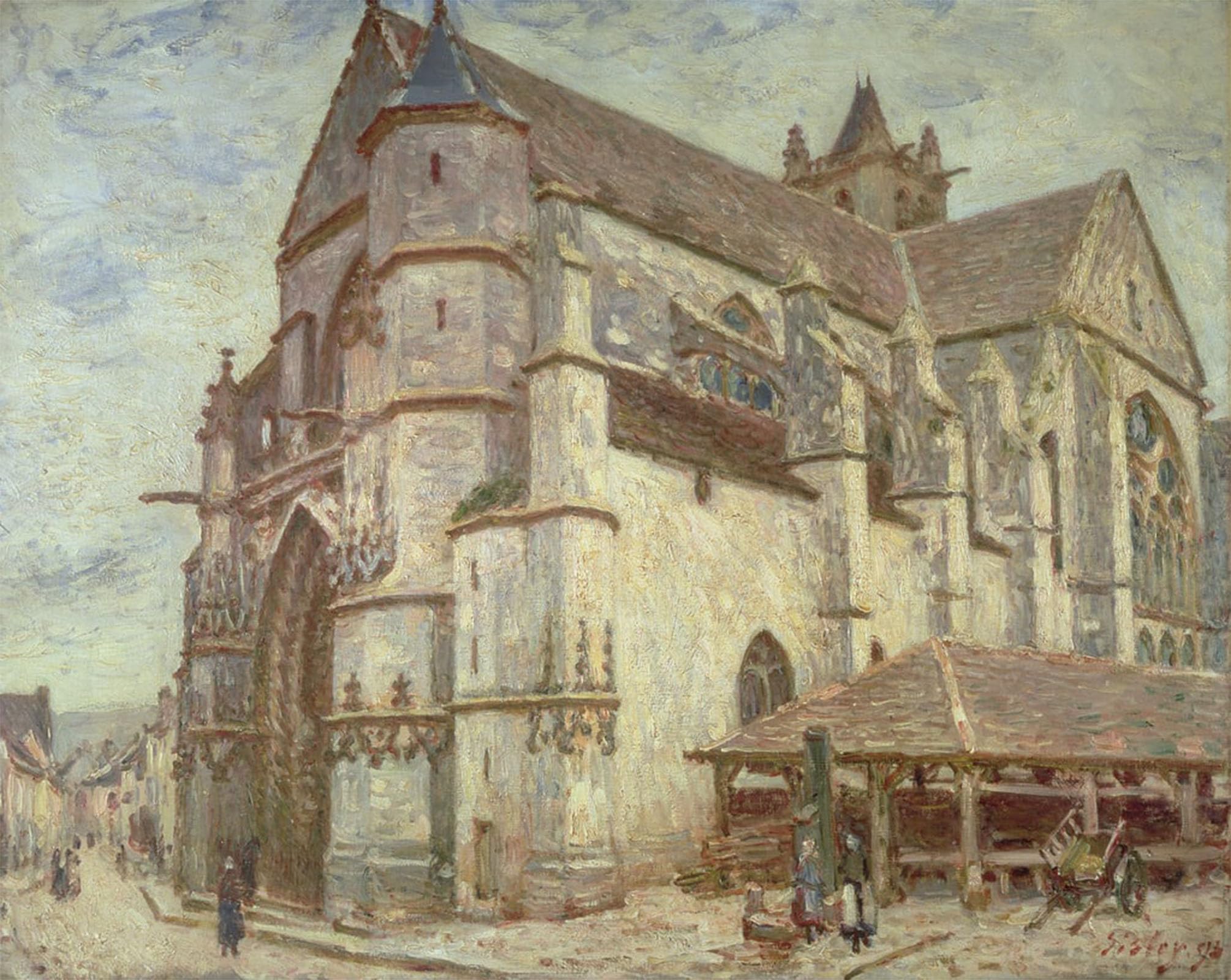 POSTERIIk Vintage Classic Picture Landscape Artwork the Church At Moret Frosty Weather by Alfred Sisle Portrait Canvas Painting for Office Home Decor 60x90cm