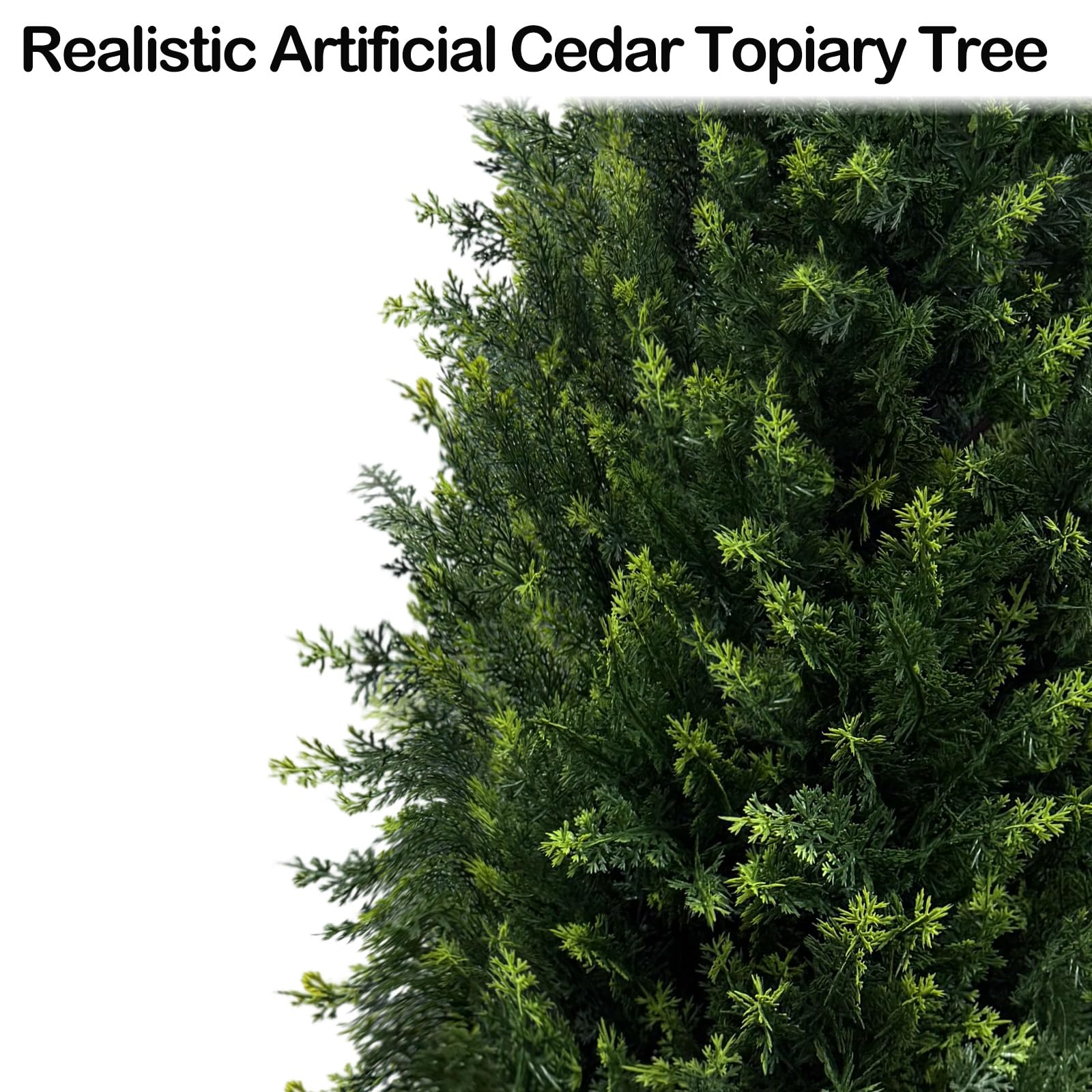 Árboles topiarios artificiales de cedro para exteriores, planta de ciprés falsos de pino de 2.3 pies, juego de 2 plantas de ciprés sintético en maceta con clasificación UV para el hogar, puerta