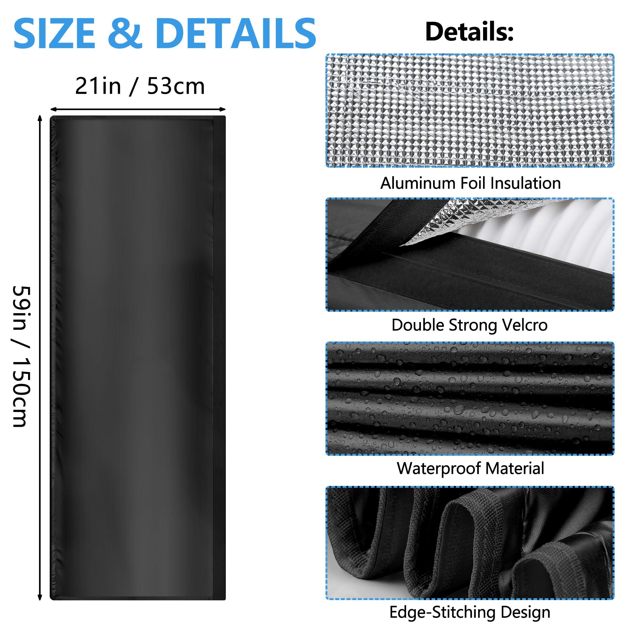 Tragbare AC-Schlauchisolierung aus Aluminiumfolie, Wärmereduzierung für 12,7 - 15 cm Klimaanlagenschläuche, wasserdichte Abdeckung mit starkem Klettverschluss, energiesparend für AC-Kanäle, 2 Stück