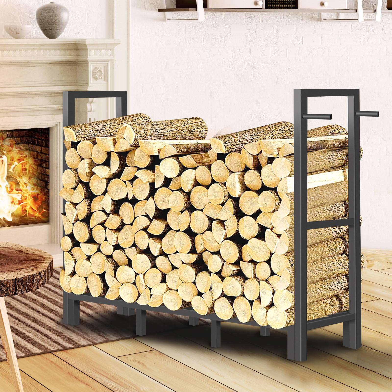 Rangement à Bois Bc-elec - Acier Noir - 125x60x25 Cm - Neuf