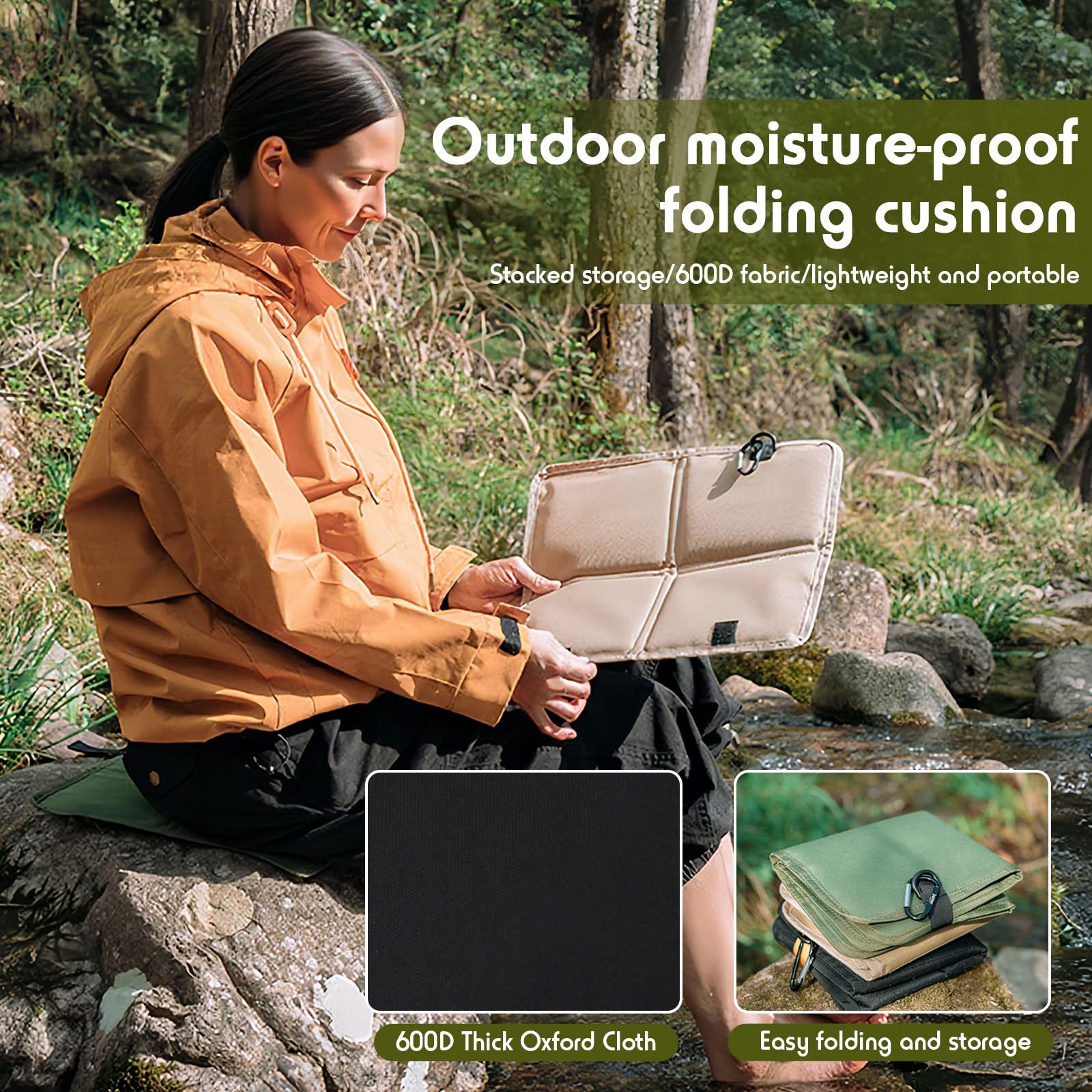Sitzkissen Outdoor Faltbar 2 Stück – Wasserdichtes Thermo Sitzunterlage aus Oxford-Stoff – Isolierte Sitzmatte für Camping, Wandern, Picknick, Stadion, Reisen – 36 x 32 cm (SET-B)