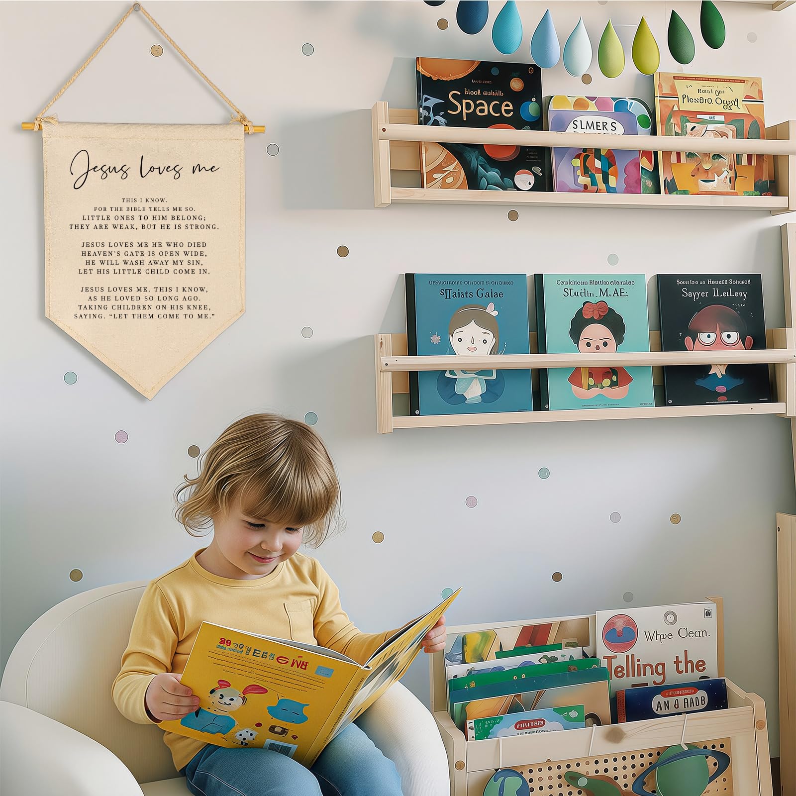 Letrero de versículo bíblico con escritura para bebé, regalo de baby shower, decoración de canción de escuela dominical, decoración de bandera, regalos para bebés, niños, niñas, regalos de pared para