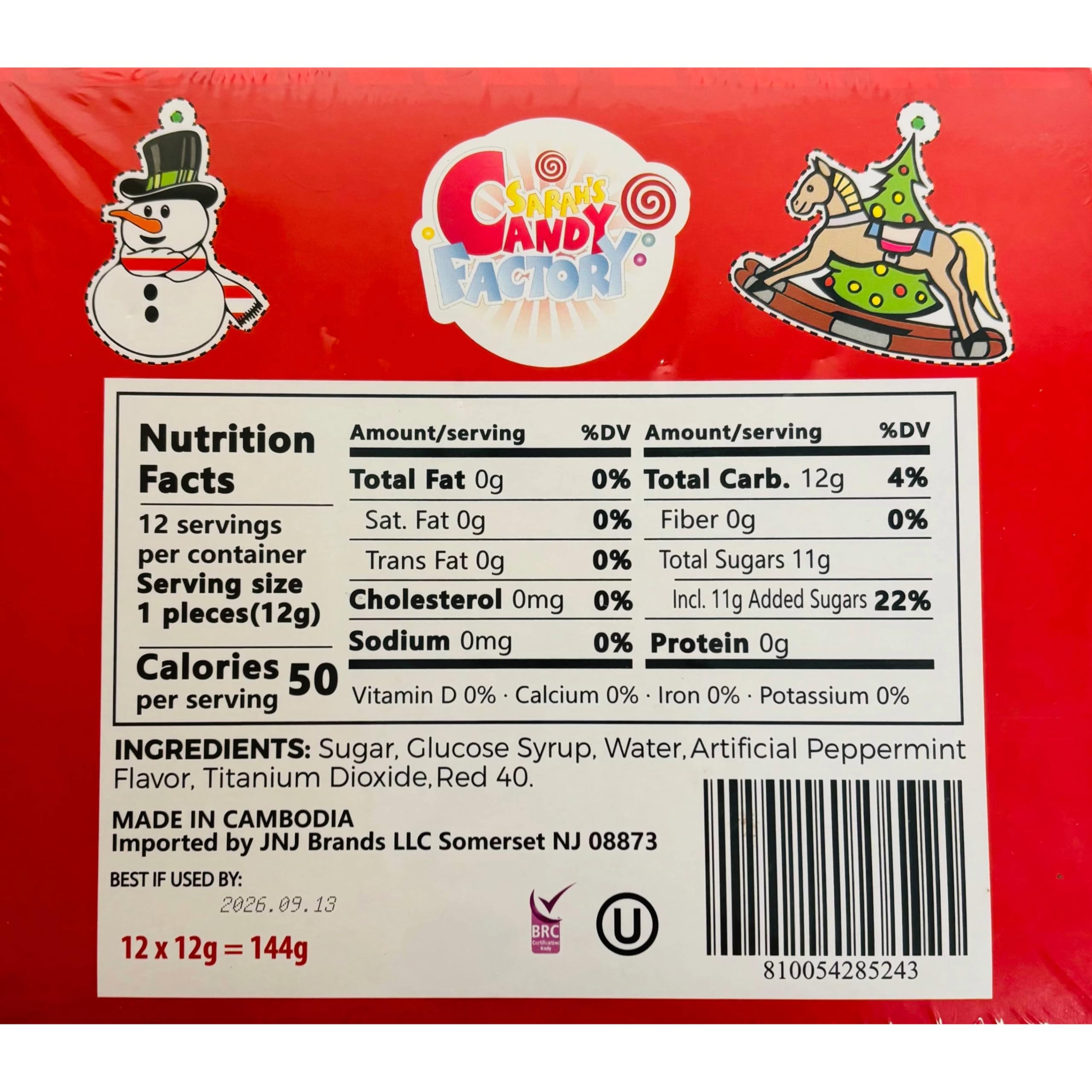 Condition photo showing New/Like New for Christmas Candy Canes 1 Pack (12 Pieces) Classic Red and White, Strawberry Flavor for Holiday Family Indulgement -Kosher Bulk Candy Canes Individually Wrapped for Kids and Adults, Great Candy Cane Gift Set