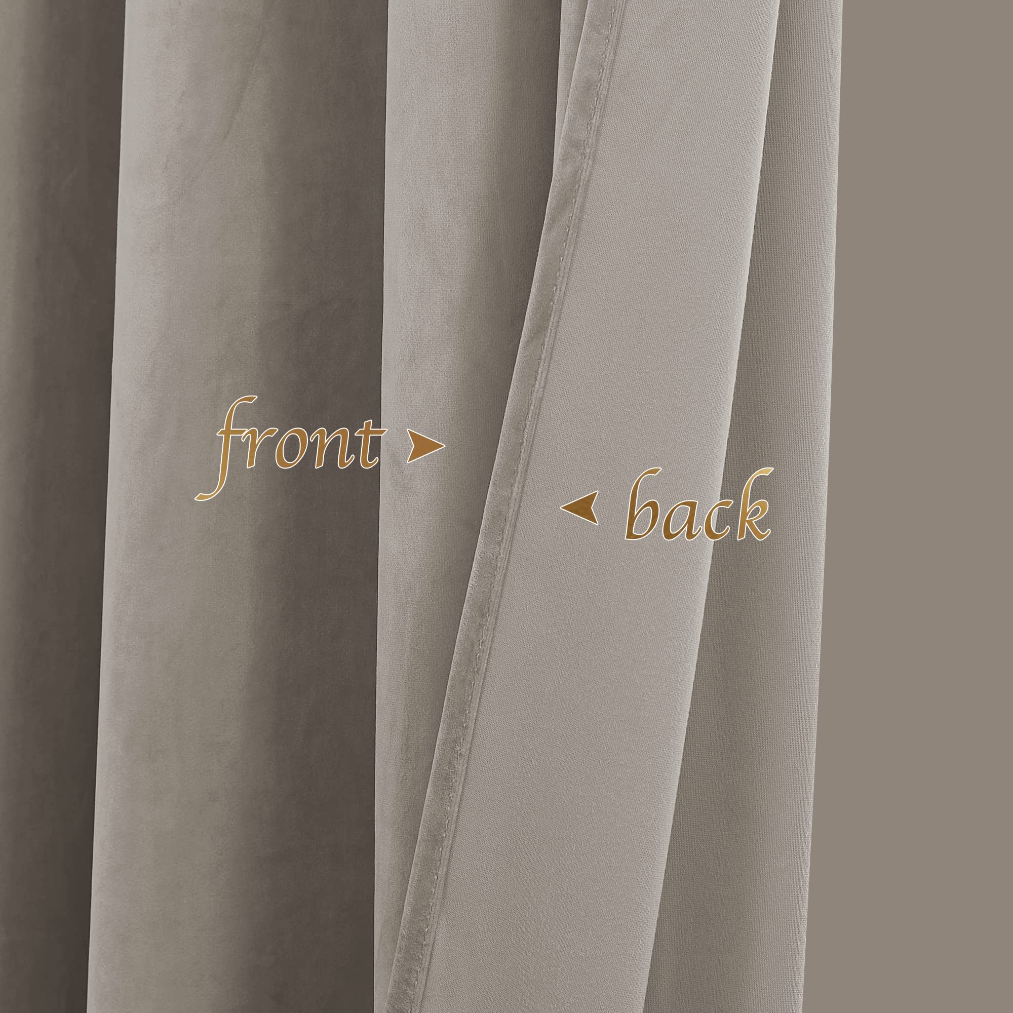PONY DANCE Rideaux Velours - Rideau Taupe Galon Fronceur Decoration Chambre Maison Salon Doux Elegant pour Fenêtre, Design Moderne Anti Froid/Chaleur, L 132 cm x H 280 cm, 2 Pièces | Lot de 2 rideaux opaques lourds contre la chaleur, 280 cm de long, 300 g