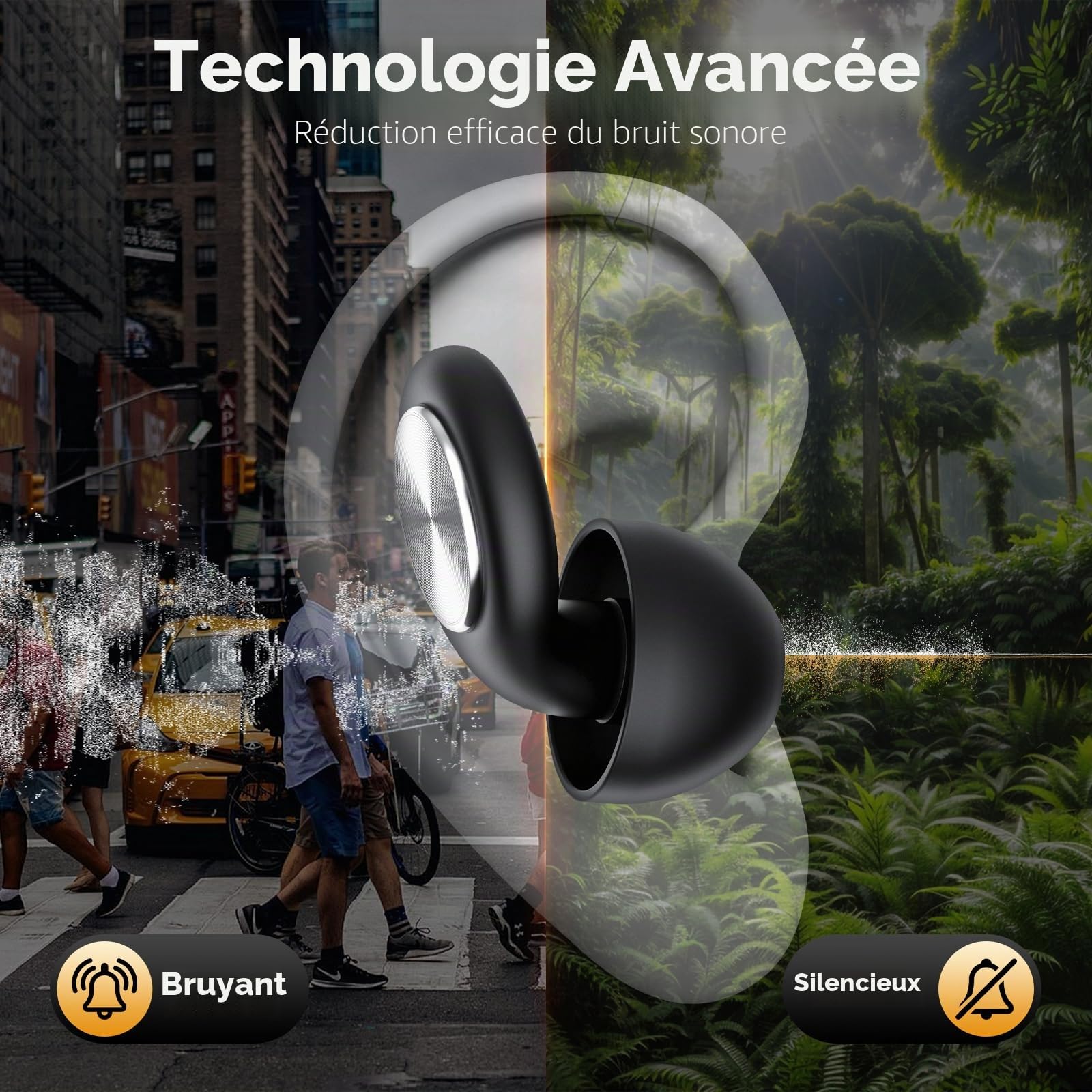 2026 Bouchon d'oreille pour dormir, 45dB boule quies réutilisables réduisant le bruit pour dormir, doux et réutilisables, bons pour dormir, voyager, se concentrer, concerts (Noir)