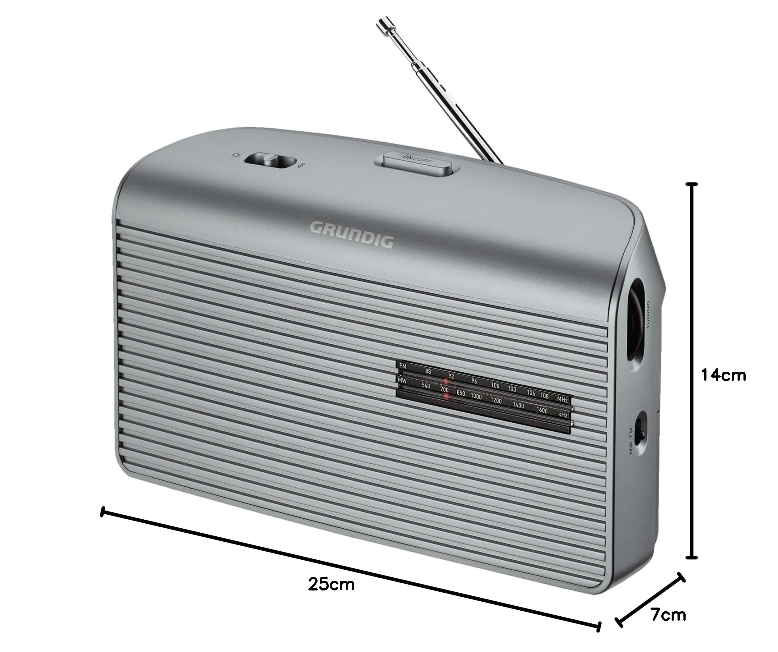 Grundig Music 60X W empfangsstarkes Radio, UKW, 2 Wellenbereiche zur Auswahl unzähliger Sender, Qualitäts- Lautsprecher, Klangregler für individuelle Klangeinstellung, Automatische Loudness, Weiß/Grau