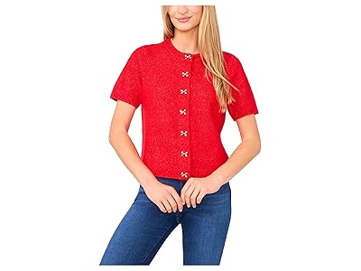 CeCe Short Sleeve Bow Button Cardigan Women