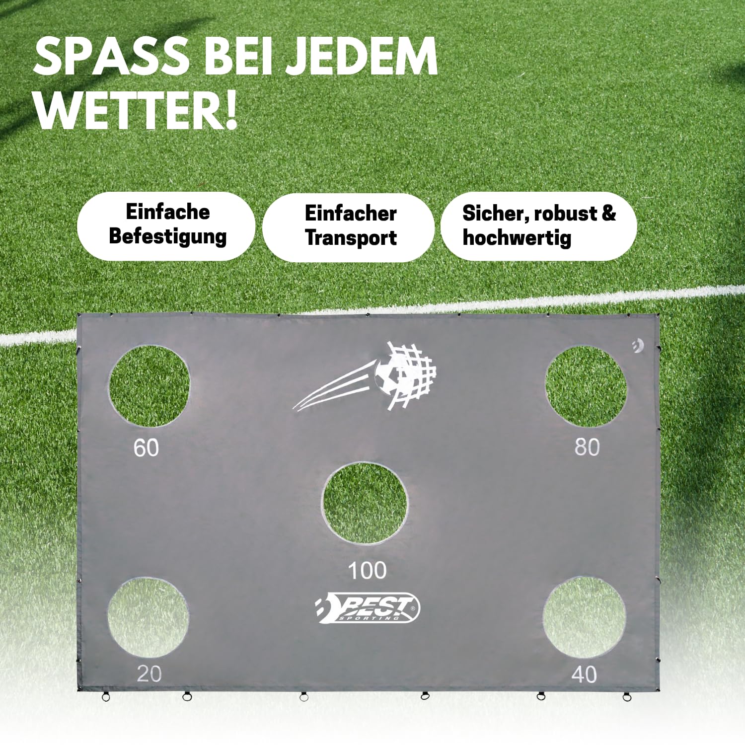 Best Sporting Torwand mit 5 Schusslöchern I Torschusswand 280 x 187 cm Passend für Fußballtore mit 300 x 205 cm I Fußball-Trainingswand I Outdoor-Torwand