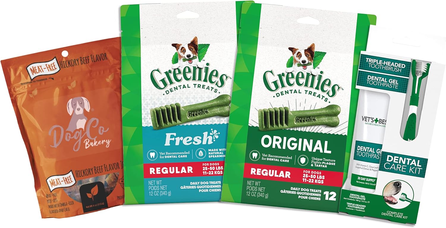 DogCo Bakery Dog Toothbrush Kit Includes Large Greenies