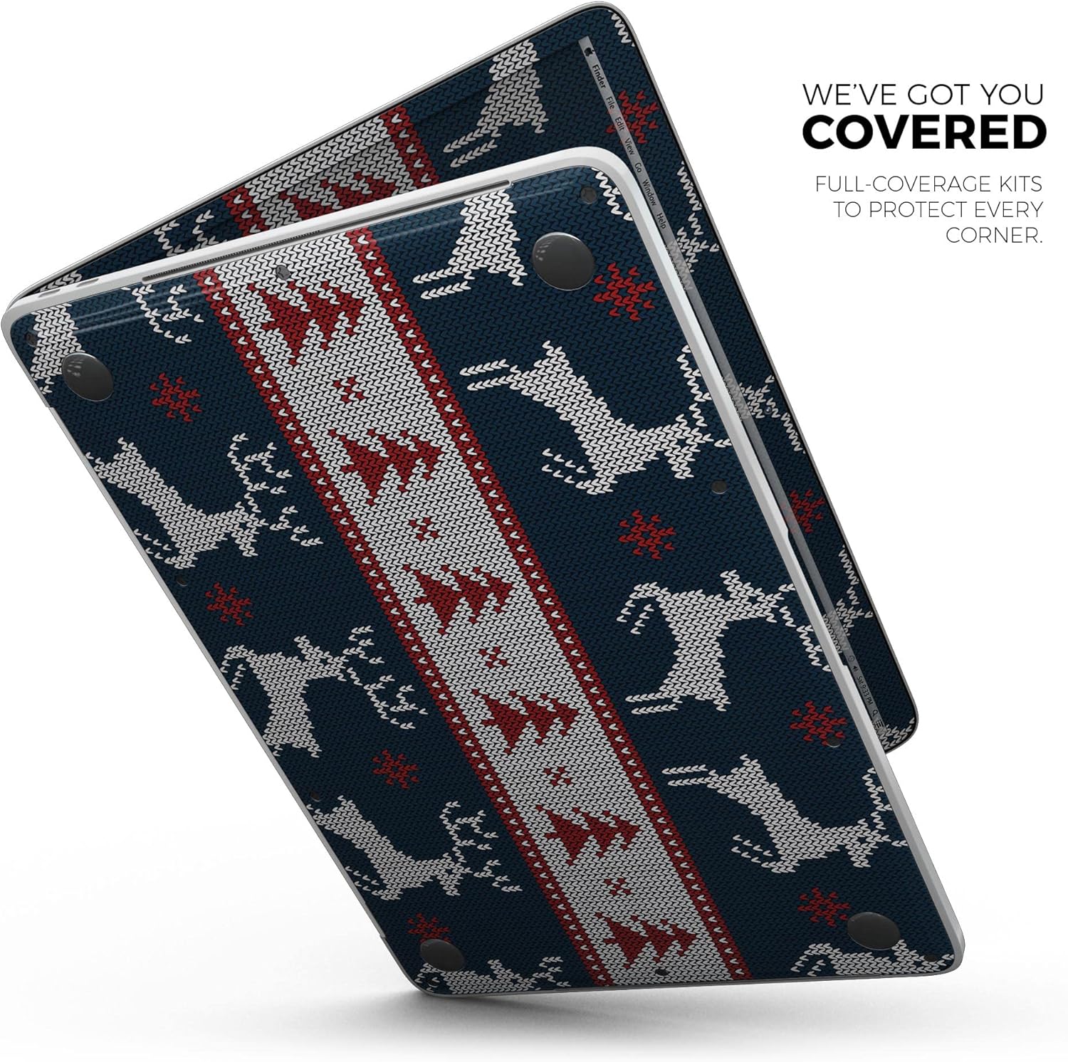 Design Skinz Knitted Ugly Christmas Sweater V3 Full-Body Wrap Scratch Resistant Decal Skin-Kit Compatible with MacBook 13" Pro M1 (A2338)