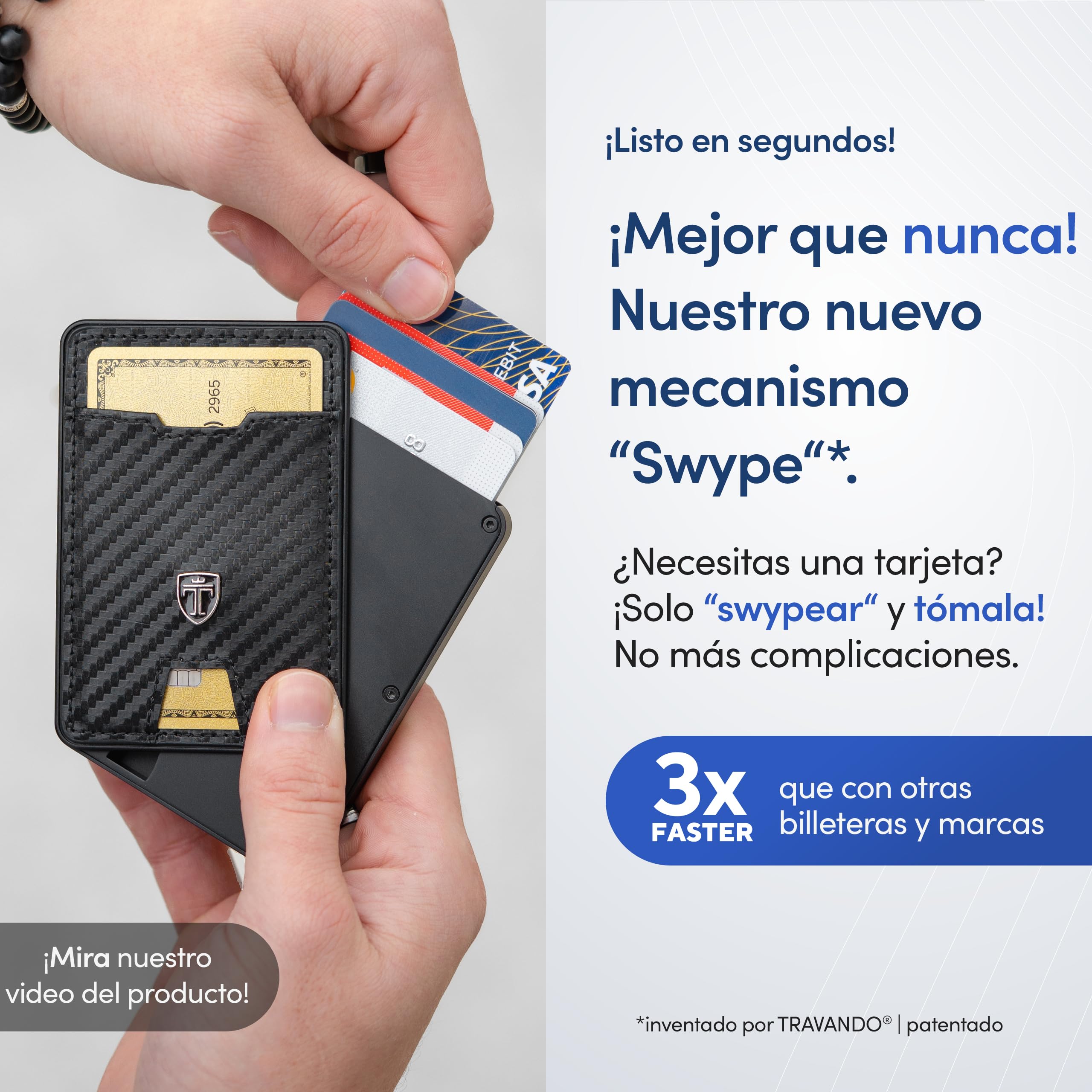 TRAVANDO SWYPE Aluminio Cartera Tarjetero Hombre - Carteiras Homens con Proteccion RFID - Monedero pequeño - Smart Wallet for Men - Carteira Porta Cartao (Bandeja de Dinero, Carbono)