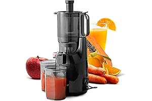 Elite Gourmet Big Mouth Whole Fruit 5.2” Cold Press Juice Extractor