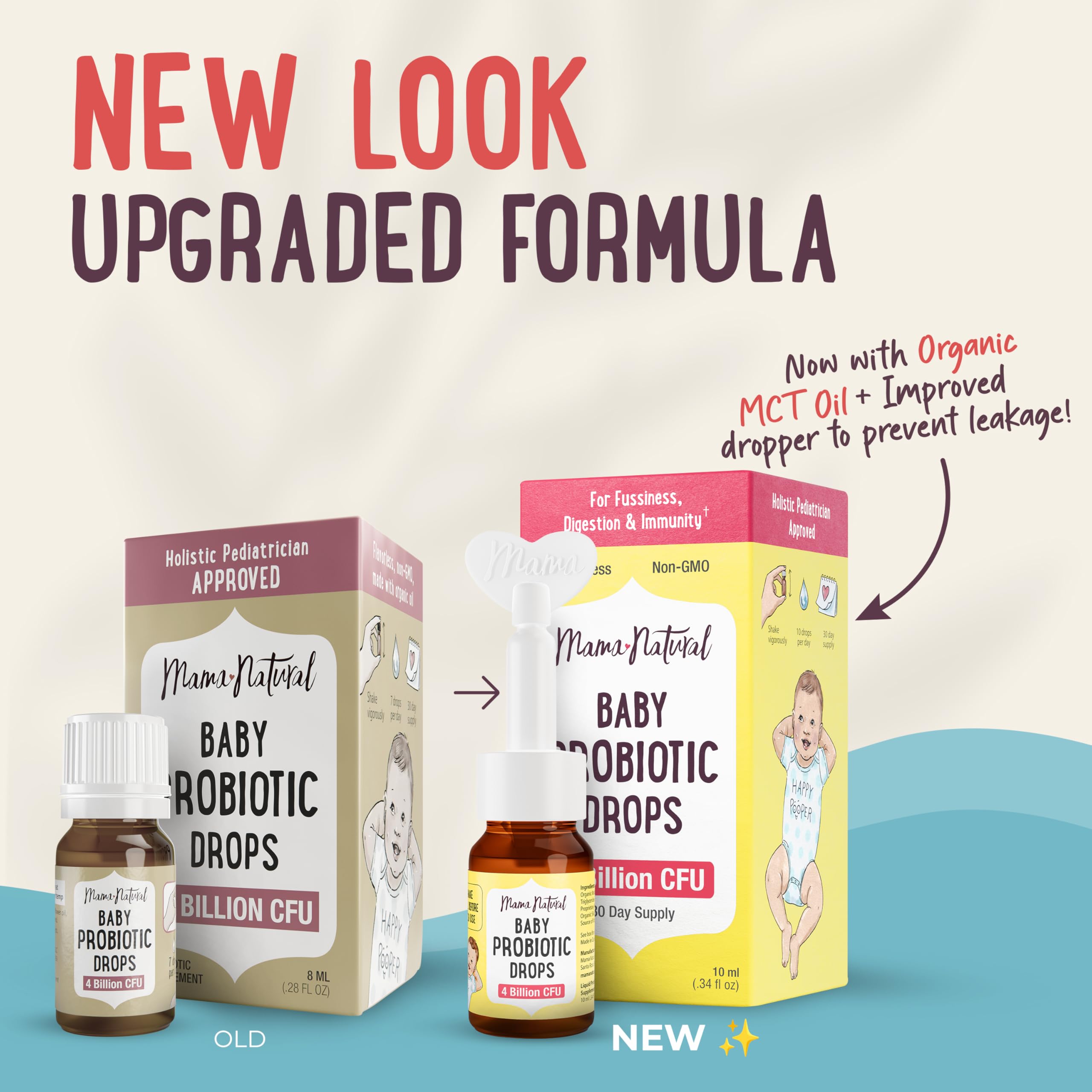 Mama Natural Gouttes probiotiques pour bébé (0,28 Fl Oz) | 4 milliards de CFU pédiatres testés nourrissons probiotique probiotique aide à soulager la colite chez les nouveau-nés et soulager la
