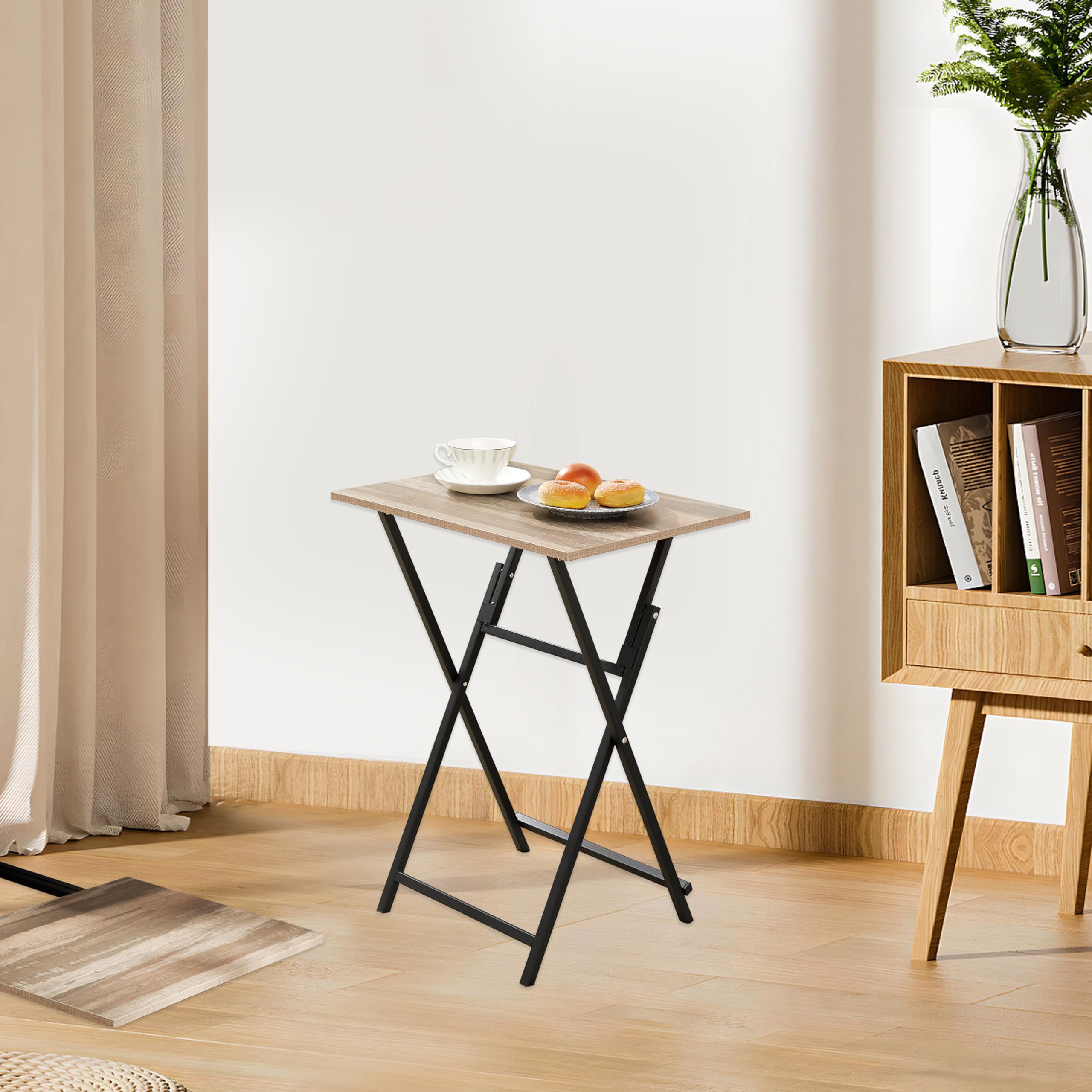 JOIN IRON Vassoio pieghevole per TV, set di 2, tavolino portatile in legno, nessuna installazione richiesta, perfetto per soggiorno, camera da letto, ufficio e piccoli spazi