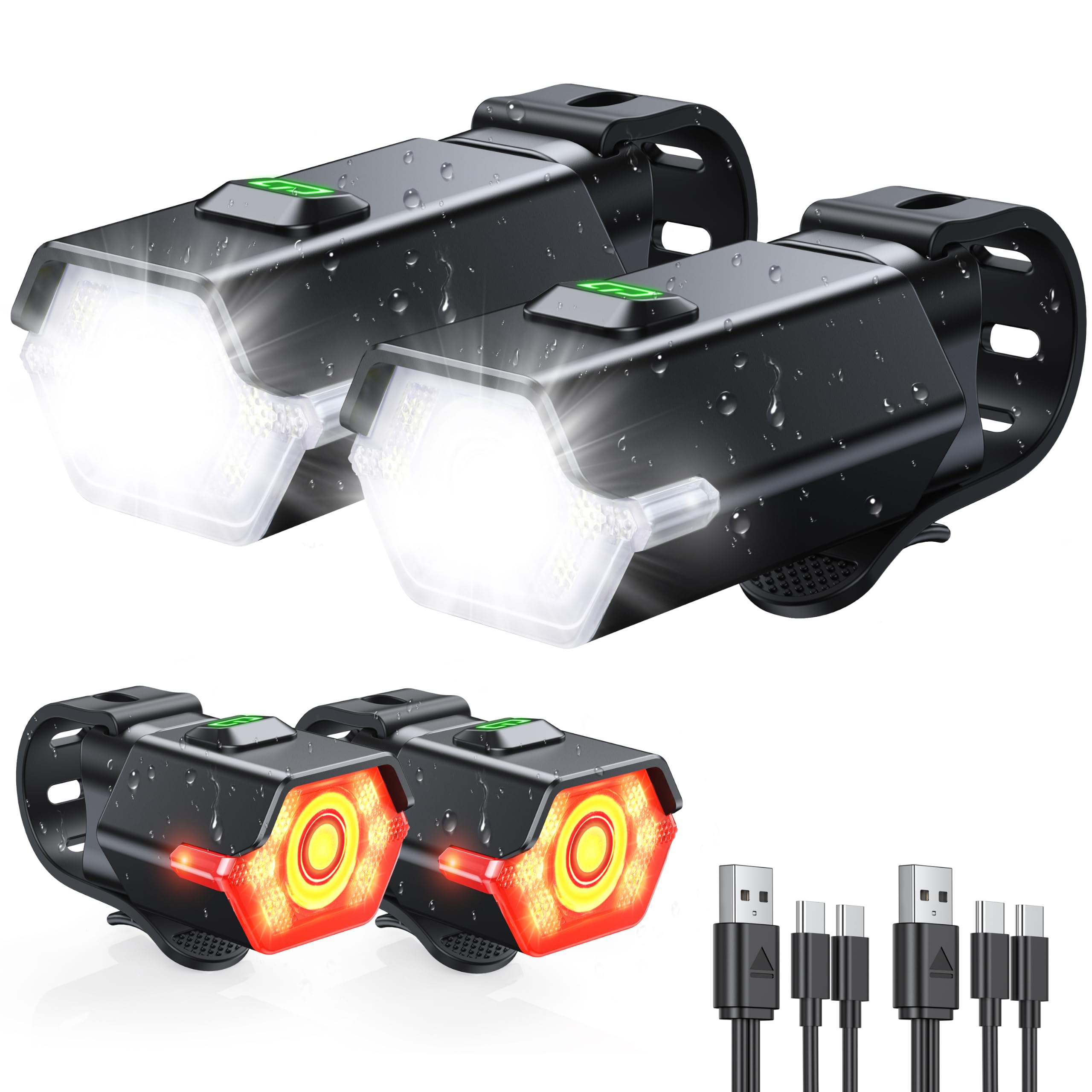 CIRYCASE Lumiere Velo avec Feu d'Avertissement Latéral, 3+6 Modes