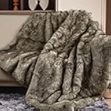 Touchat Luxury 1000GSM Faux Fur Throw Blanket, Super Thick Warm Cozy Heavy Blankets for Couch Bed Sofa, Plush Fuzzy Elegant Soft Reversible Mink Blanket for Living Room Bedroom 50x60, Grey