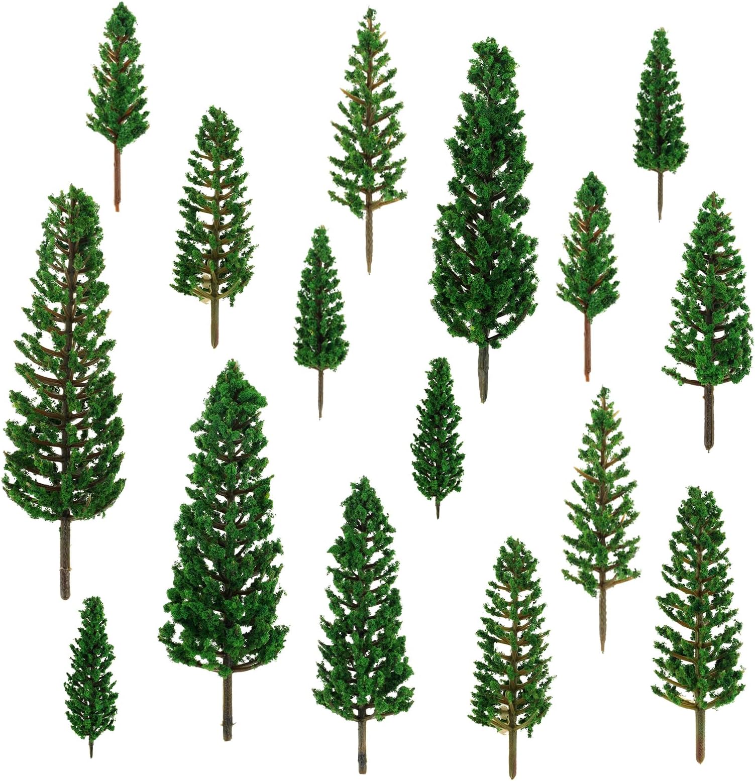 16pcs Miniature Trees for Crafts, Model Toy Trees Mixed Train Scenery Mixed Miniature Trees Artificial Plastic Trees Model Railroad Scenery Diorama Supplies Scenery Landscape, Mini Trees Little Trees