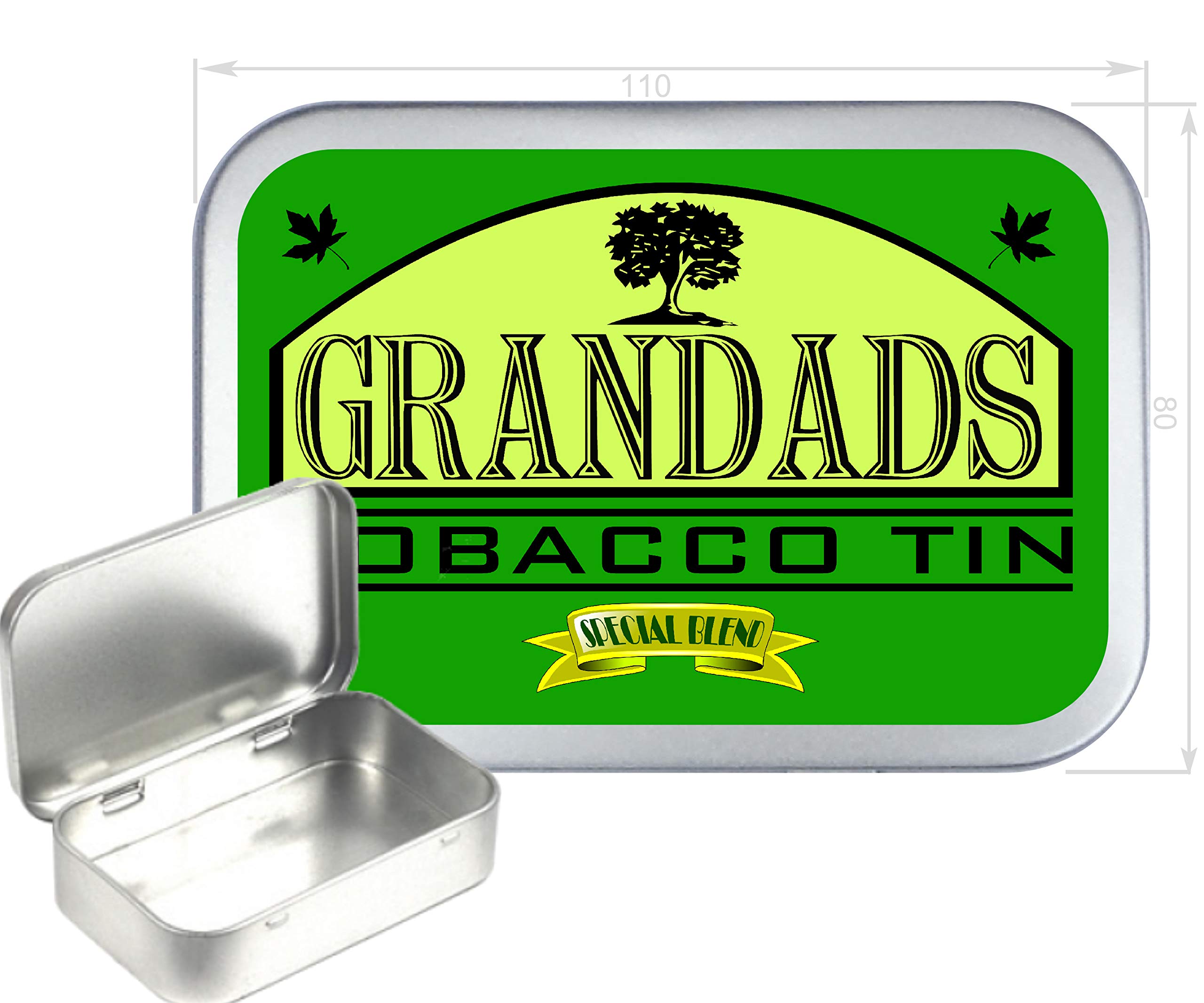 TEEZ Grandads Tin 150ml Silver Hinged Tobacco Tin, Hinged 2oz Tobacco Tin