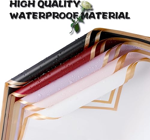 Miniatura 2 de Ramo de papel de regalo de flores rosas con diseño de borde dorado, estilo de papel coreano, papel de regalo de ramo impermeable, papel de regalo,