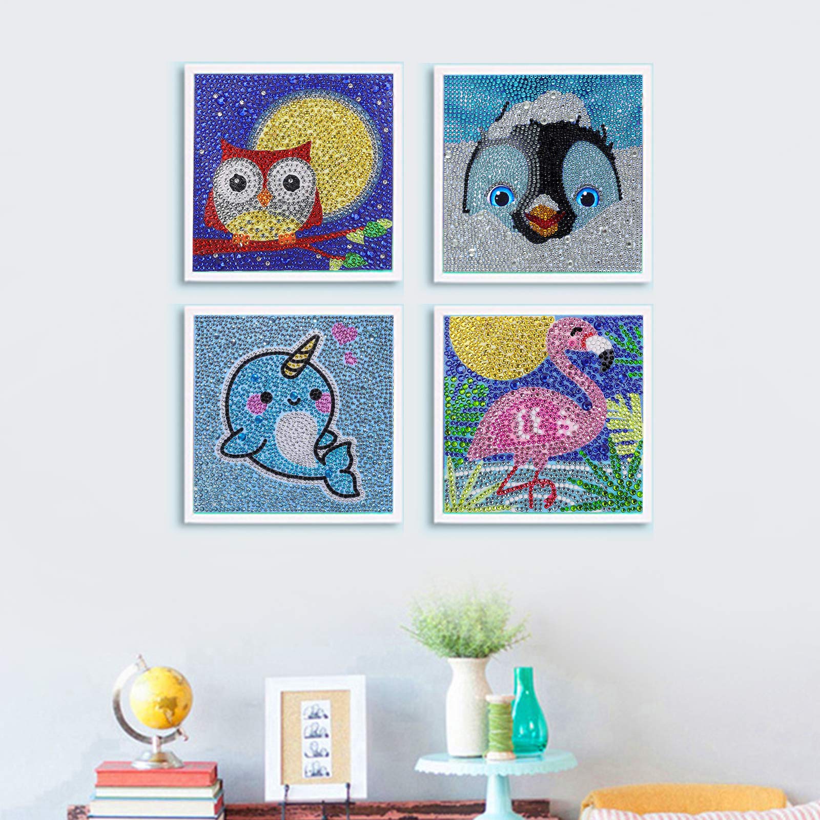 VEGCOO Lot De 4 Peintures Diamant 5D Animaux - Peinture