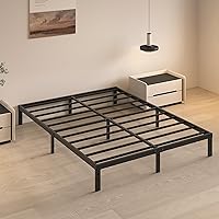 Vista 9 de Base de cama tamaño Queen de 10 pulgadas, no necesita somier, base de colchón de plataforma de metal resistente con listones de acero