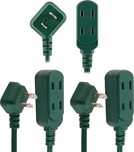 Philips Accesorios, cable de extensión de 3 salidas, 15 pies, perfecto para luces navideñas, verde, paquete de 3, SPS3532G37