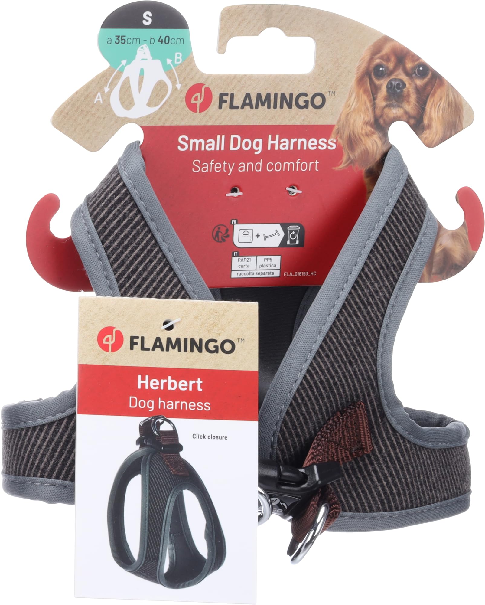 Flamingo Dog Harness Step&Go Herbert Dark brown S 35cm 40cm