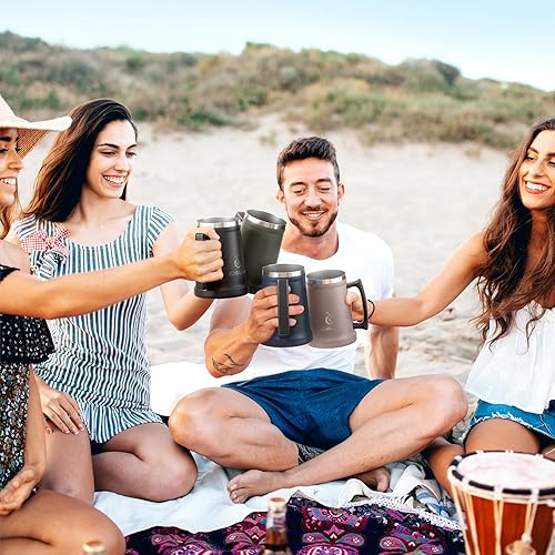 Miniatura 8 de Ideus Vaso de cerveza aislado, 2432 onzas, taza de cerveza de doble pared de acero inoxidable, vaso gigante para cerveza de metal con mango de