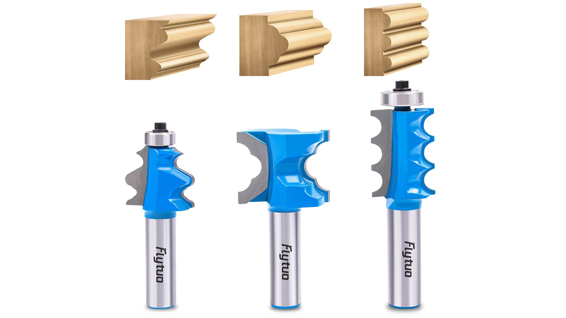 Image of 3PCS Architectural Molding Router Bit Set, 1 /2 inch Shank, Corner Rounding & Edge-Forming for Woodworking Milling