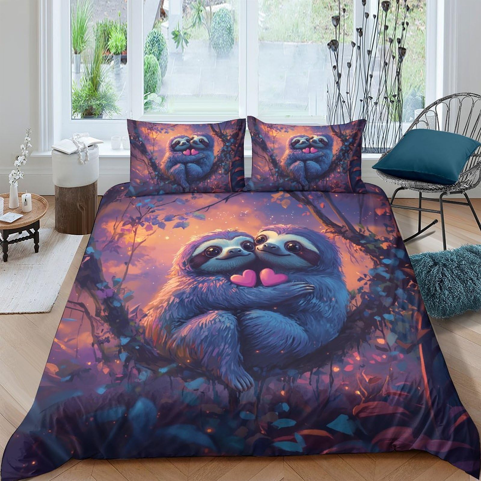 Ctjqhvkz Style-2 3D Printed Cute Sloth Fitted Sheet Microfiber Soft Breathable Forest Animal Mattress Cover For Bedroom Dorm Decor Single（135X200cm）