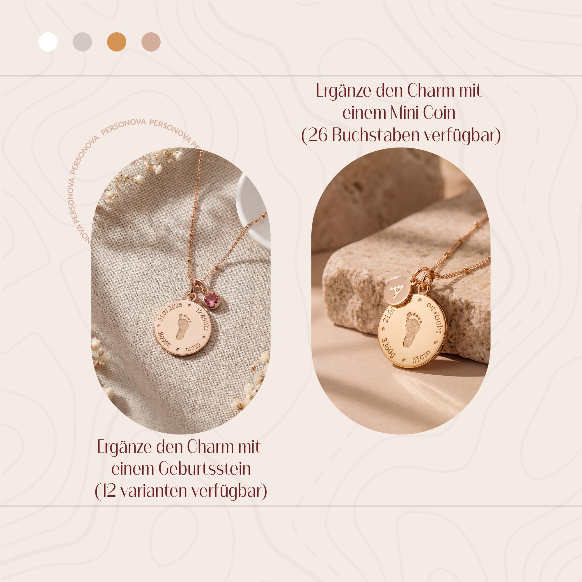 Collana Personalizzata con Impronta Piede Bebè e Dati di Nascita – Collana Incisa per Mamma, Regalo Nascita, Battesimo, Festa della Mamma