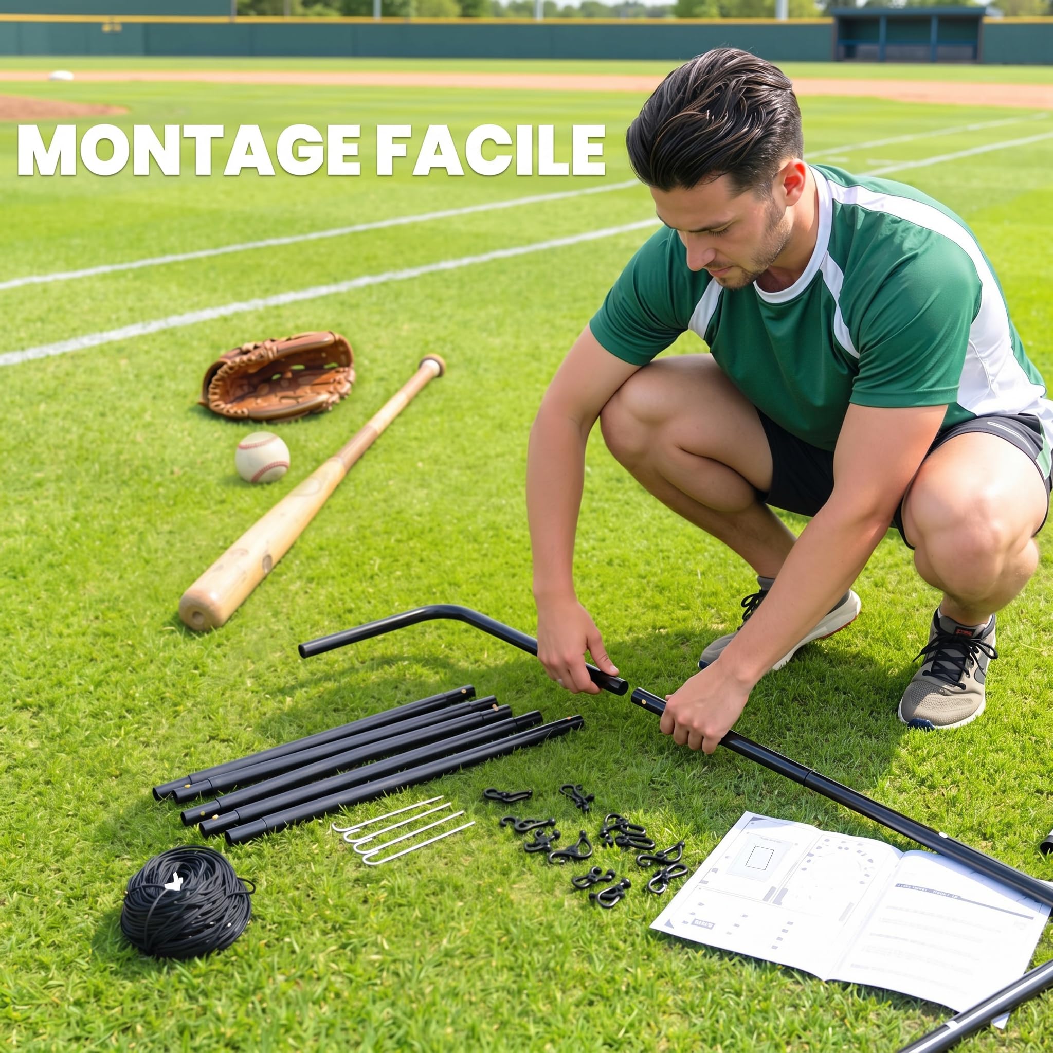 HOMCOM Filet de Rebond de Football Cible Noir Vert