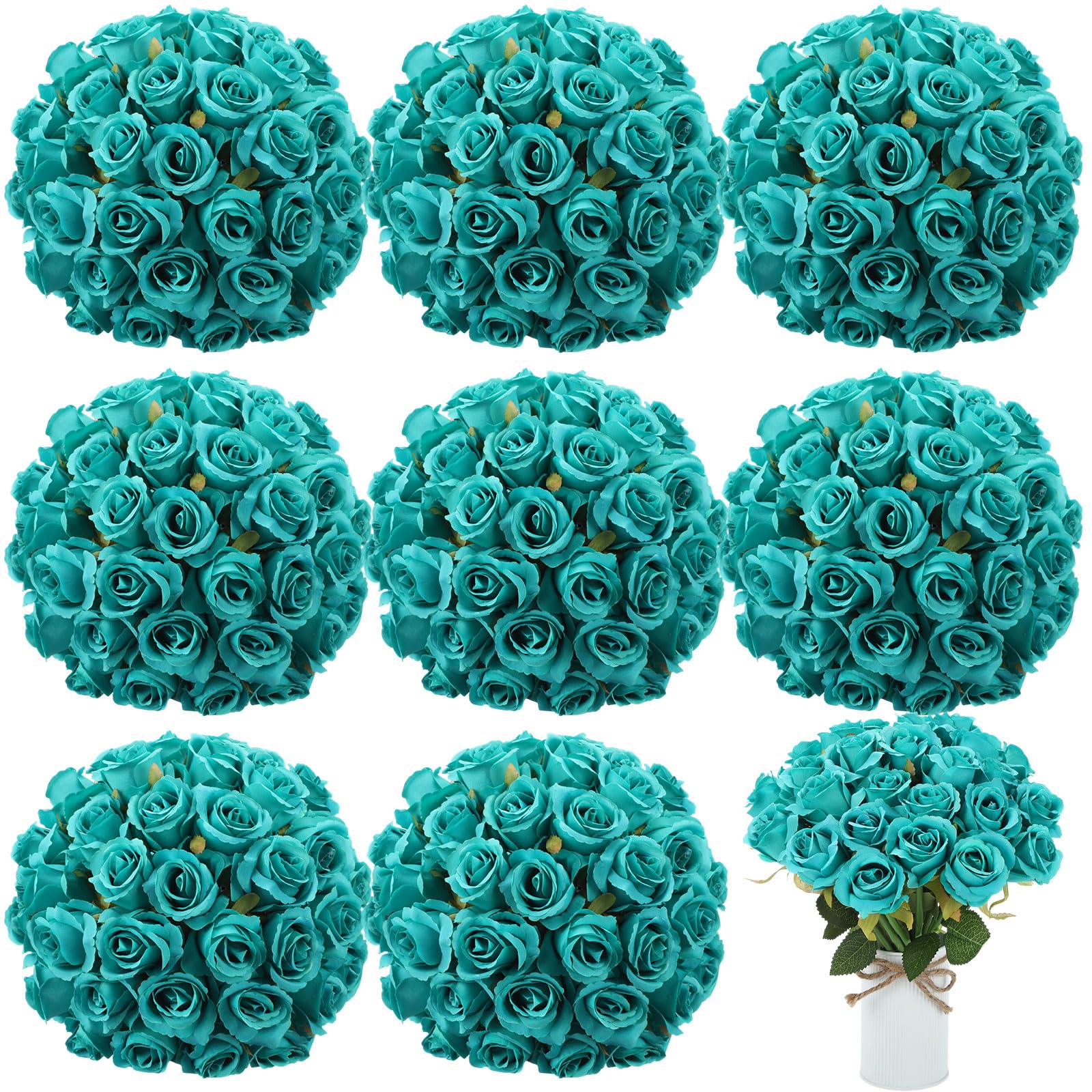 Amazon.com: Hoteam 72 Heads Teal Artificial Flowers Turquoise Rose