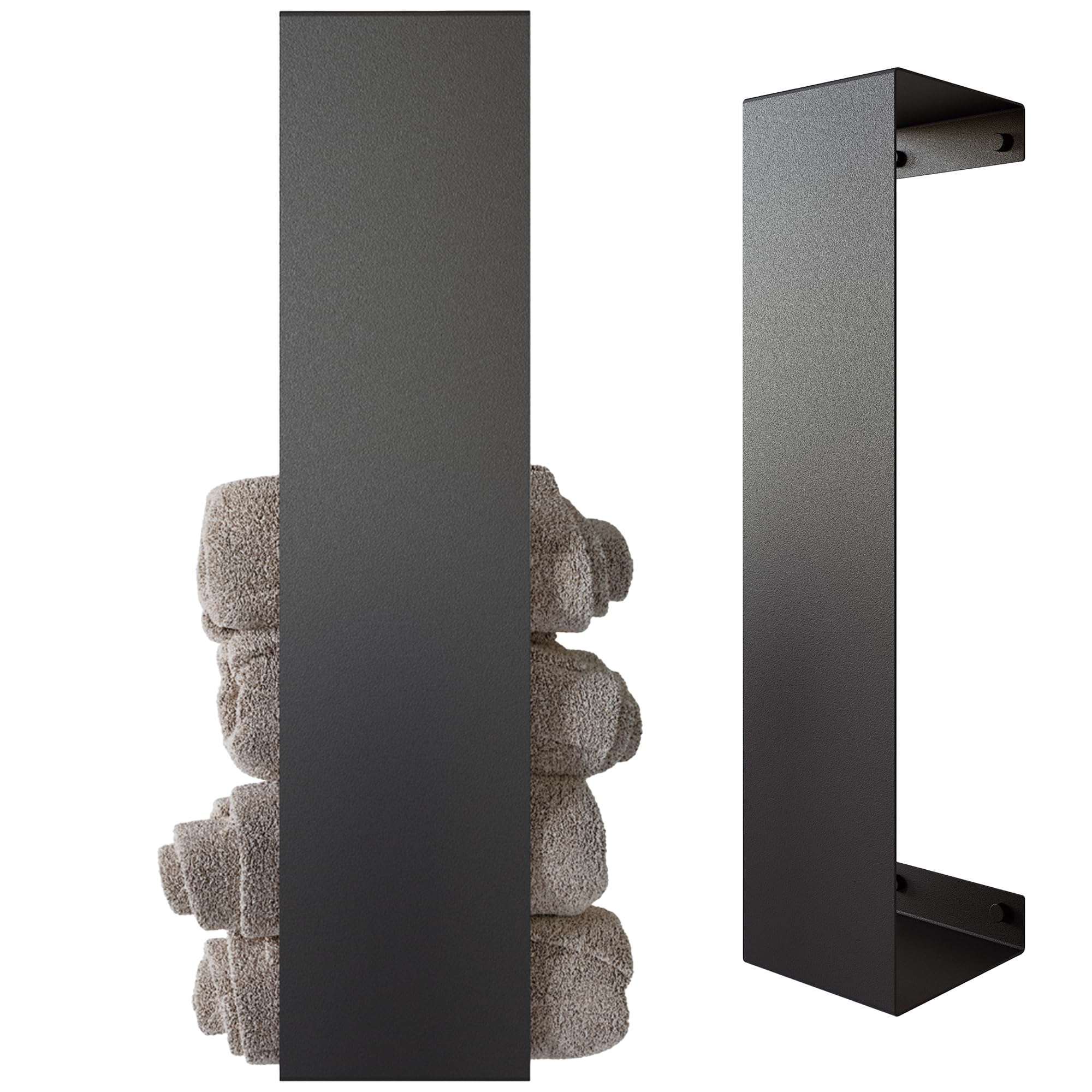 DABSTORY Portasciugamani da 60 cm, in acciaio inox, montaggio a parete, per bagno e cucina, accessori da bagno, montaggio a parete, colore nero