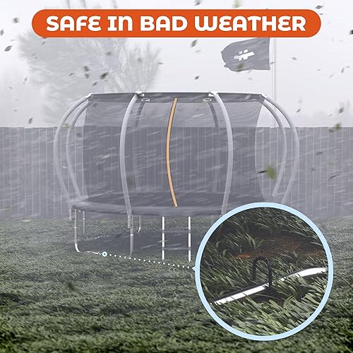 Miniatura 3 de Happin Anclajes de estacas de trampolín ultra fuertes de viento alto, anclajes de suelo resistentes, kit de anclaje de amarre para trampolín,