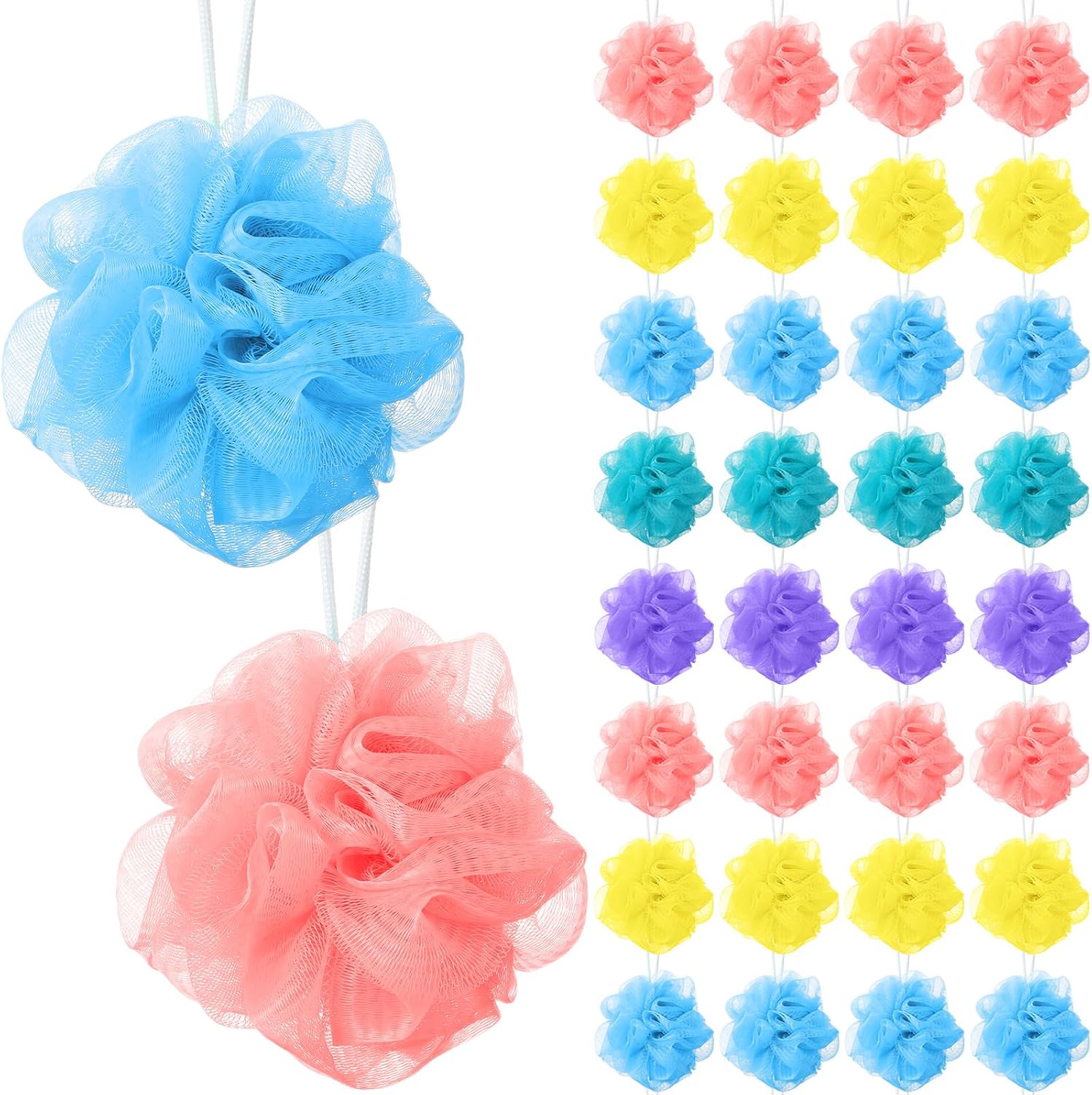 Sunnyray 100 Pcs Loofahs Bulk Bath Sponge Shower Luffas Exfoliating Body Scrubber Packs Soft Mesh Loofahs Balls Travel Cleaning Wash Puff Bathing Accessories for Women Men, 20g (Black)