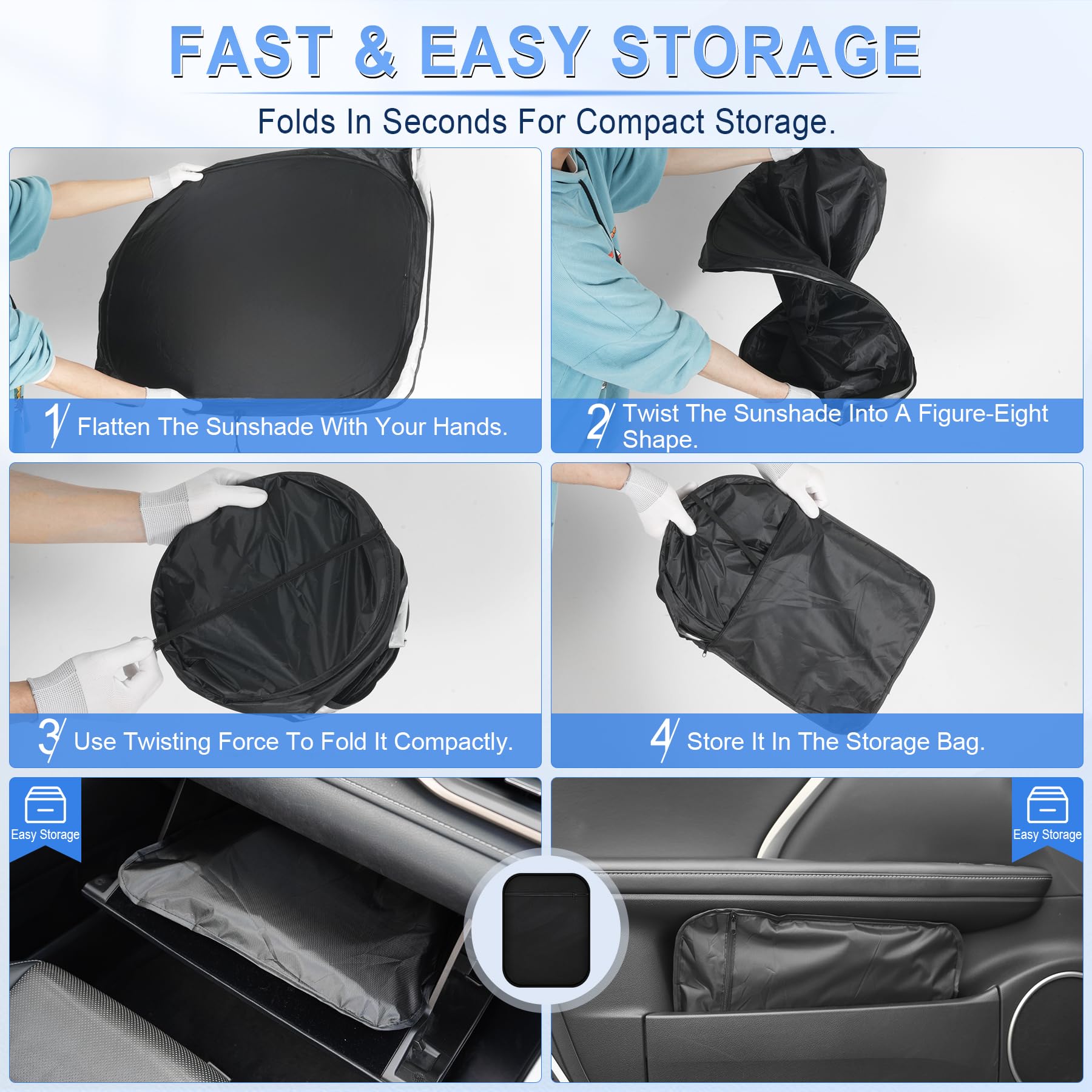 LivTee Sonnenschutz für die Windschutzscheibe – 300T Polyester, doppellagiges Design, faltbarer Sonnenschutz für kleine Limousinen & Mini-SUV, UV- und Hitzeschutz, Auto-Innen-Sonnenschutz, Autozubehör