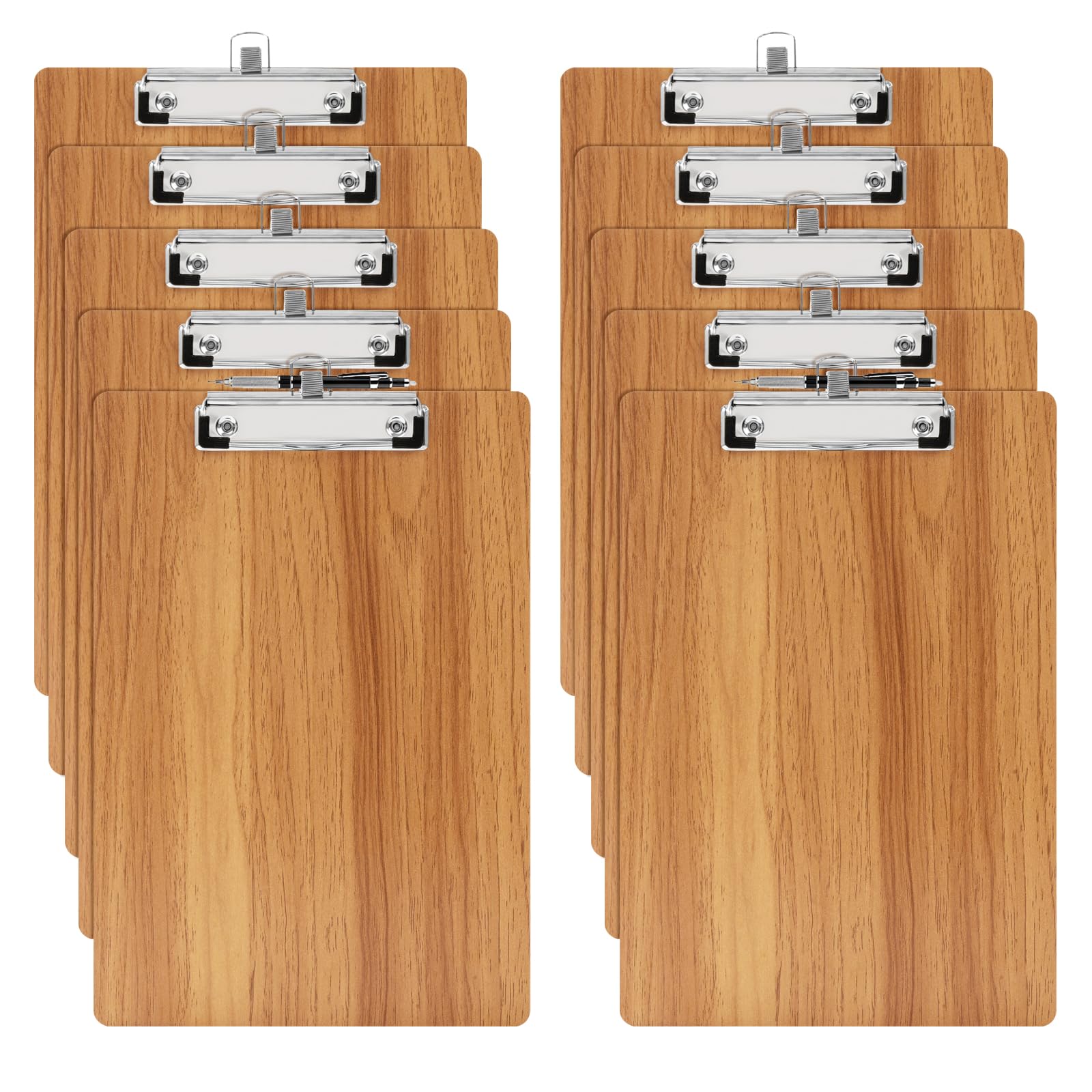 Cartella Porta Documenti A4 In Pelle - Portablocco Con Clip, Per Ufficio E Business, Grigio - Foto 4