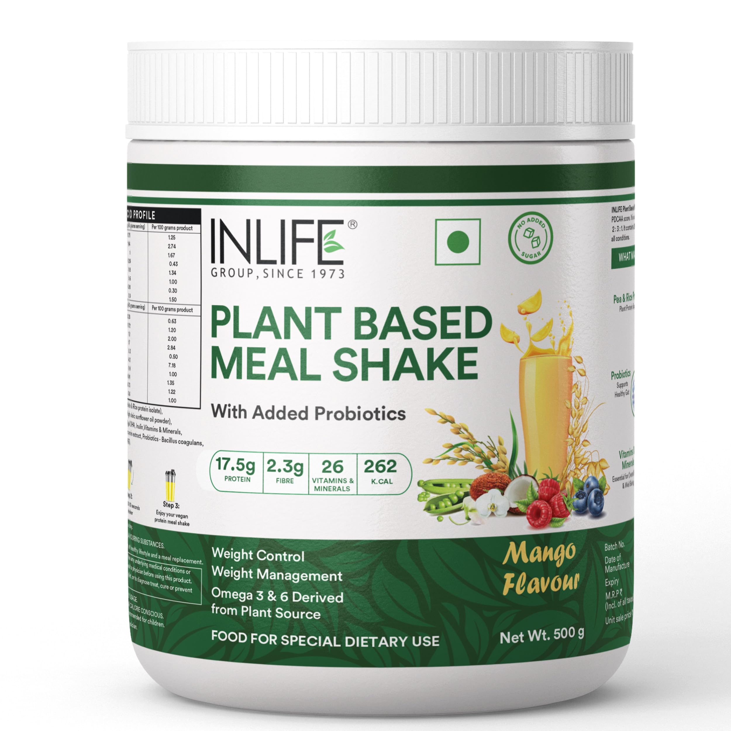 INLIFE Plant Based Meal Replacement Shake, 17.5g Protein, Mango 500g — Amazon image 6