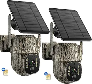 VOOPEAK 4G LTE Cellular Trail Camera 2 Pack, 2.5K Game Cameras Built-in SIM Card Hunting Cameras Solar Wireless Battery with 360° View & Playback, Night Vision, Motion Activated Wildlife Cam asin的图片