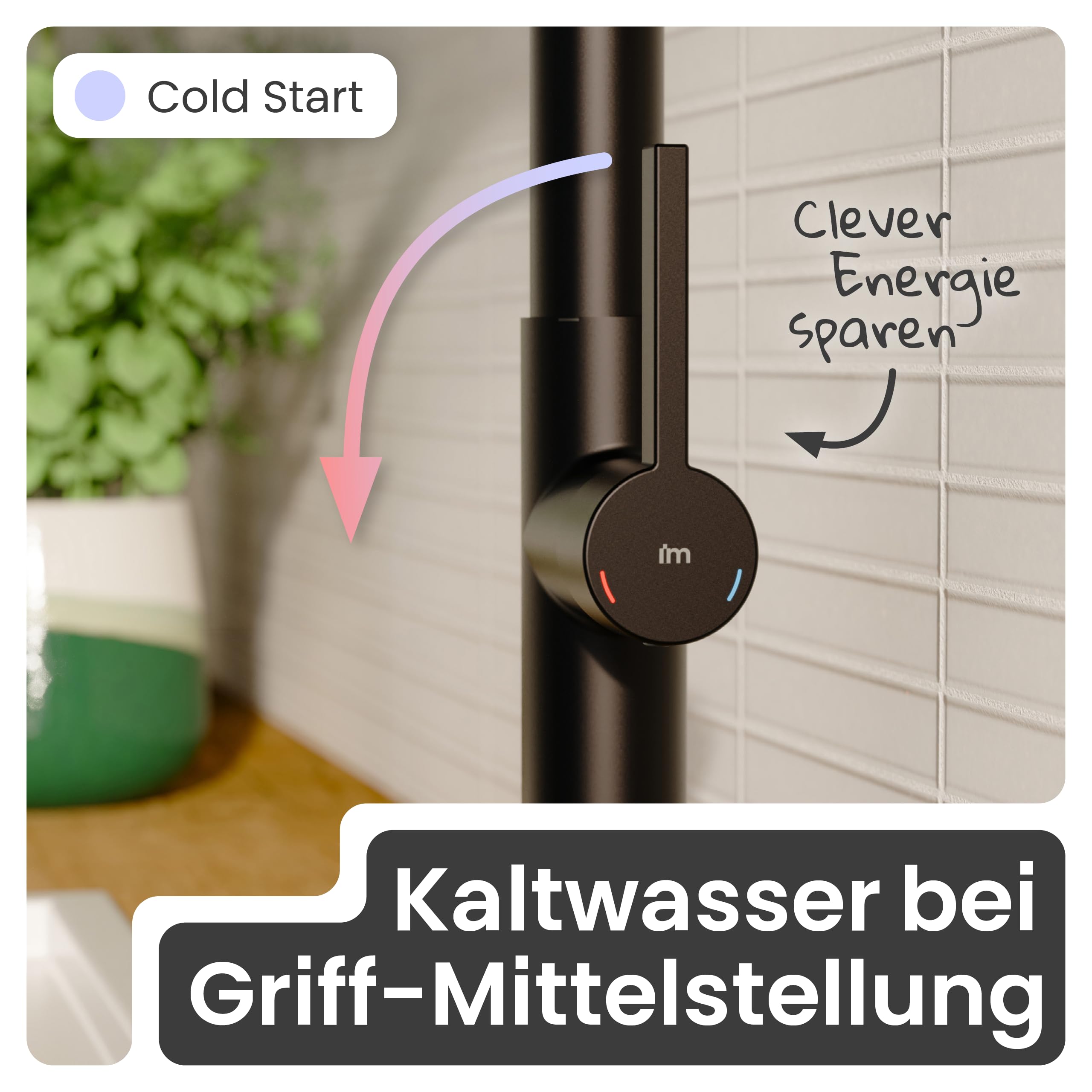 instmaier Cassia | Küchenarmatur | Hochdruck | ausziehbar | Schwarz | Wasserhahn Küche | Mischbatterie | mit herausziehbarem Auslauf | schwarz matt | 360° schwenkbar | instmaier Cassia |