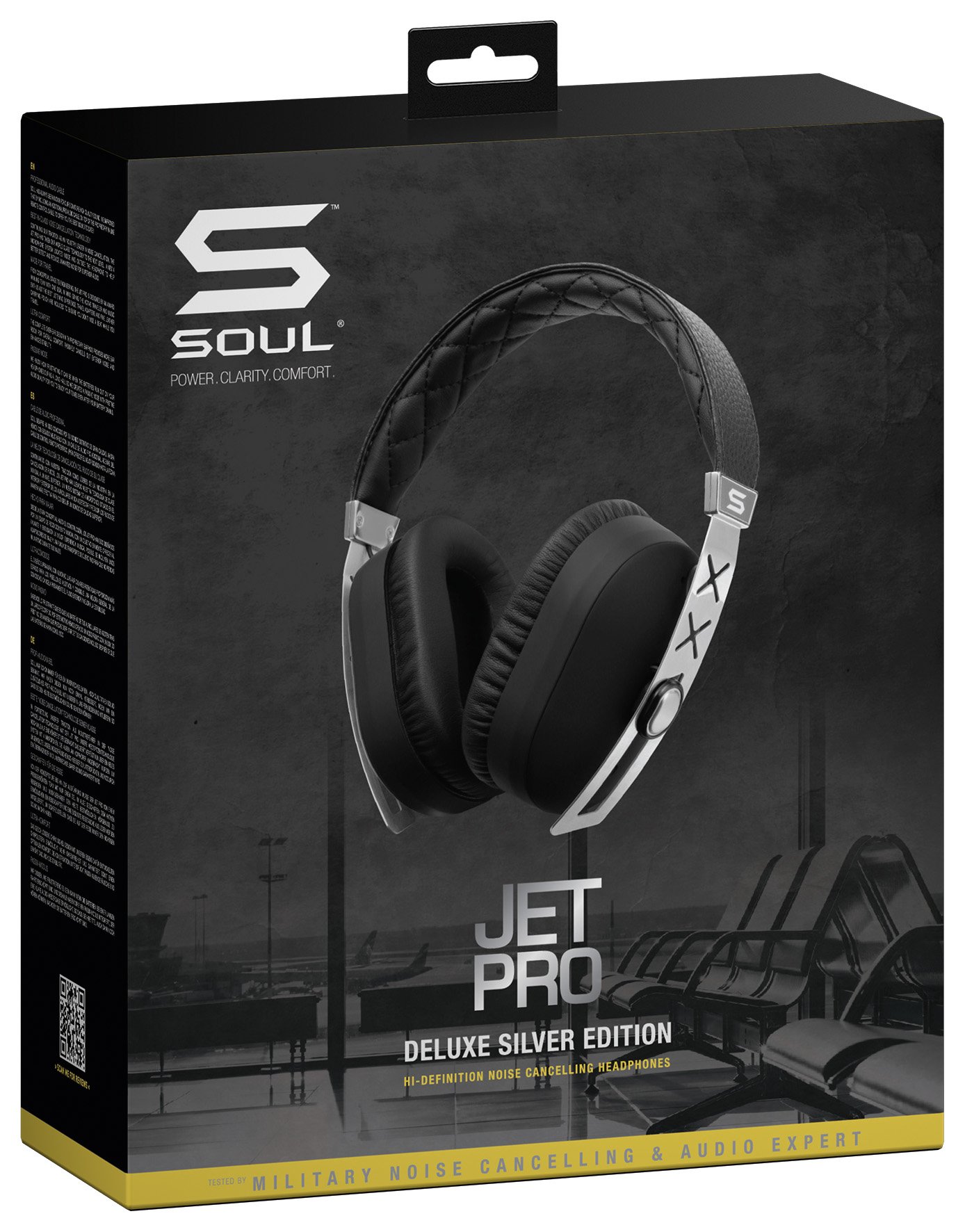 Soul Jet Pro - Auriculares de diadema cerrados (con micrófono, control remoto integrado, reducción de ruido, 3.5 mm), plateado