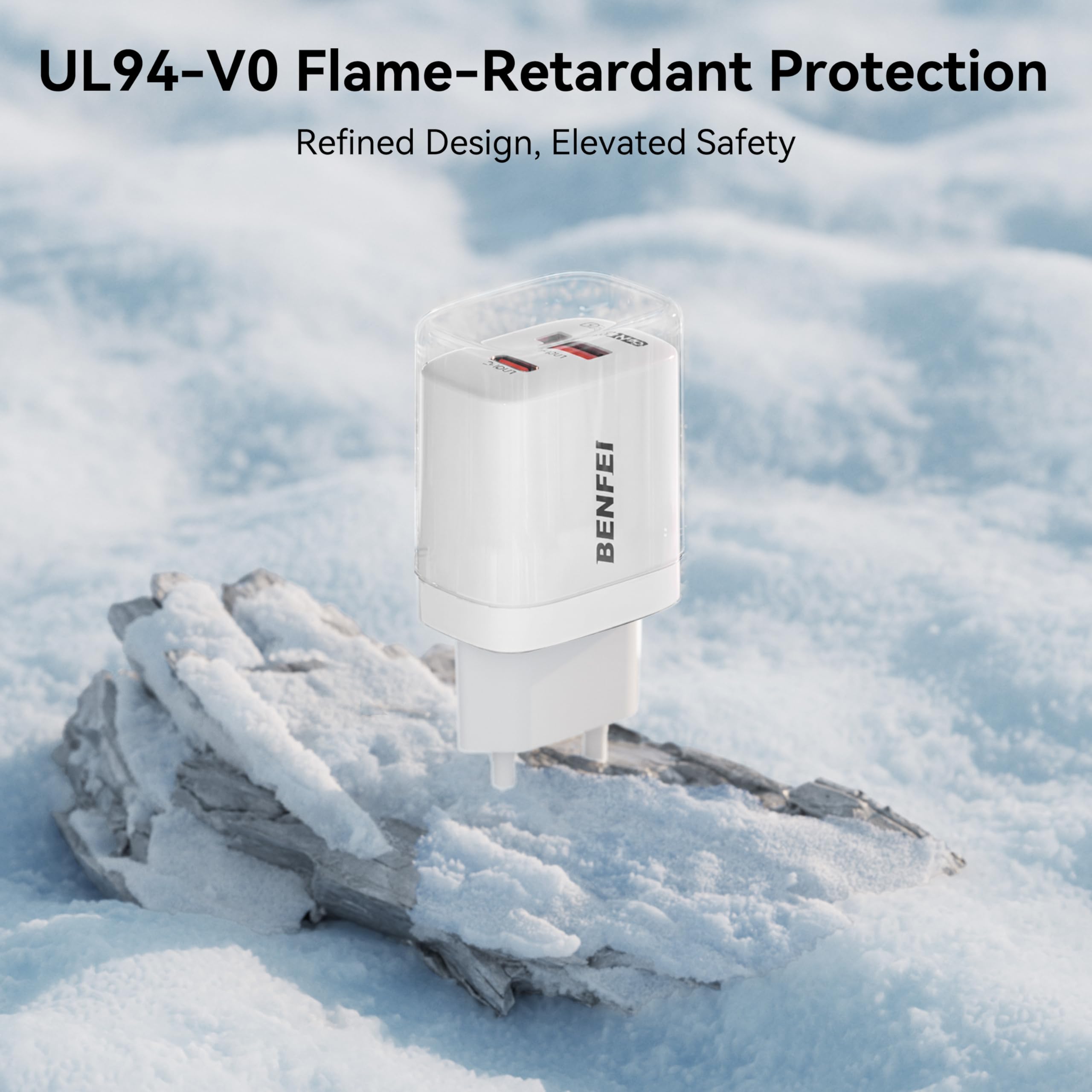 BENFEI 33 W GaN USB C szybka ładowarka, 2-portowy dwu-Tone Compact Wall Charger Block, przenośna ładowarka podróżna do iPhone'a 17/16/15, Galaxy S25/S24/S23, Pixel 10/9/8, iPad, AirPods, MacBook