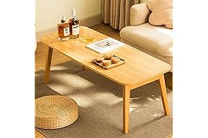 Fold-Away Coffee Table: Mid-Century Style, Bamboo Versatility