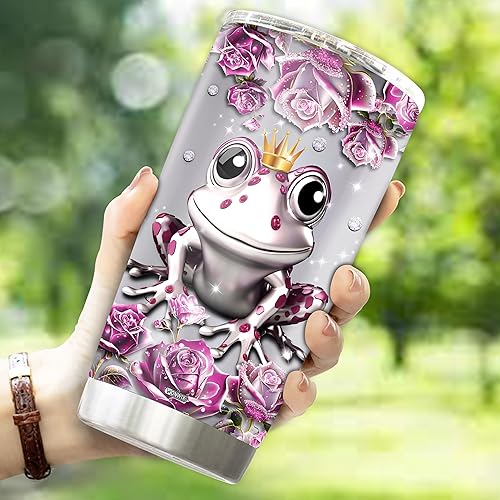 Miniatura 3 de Regalos personalizados de rana para mujeres y niñas, taza de café, botella de agua, tazas de viaje, cumpleaños, Navidad, San Valentín, ranas, ideas